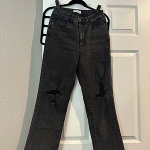 Tinsel Black Distressed Flare Jeans